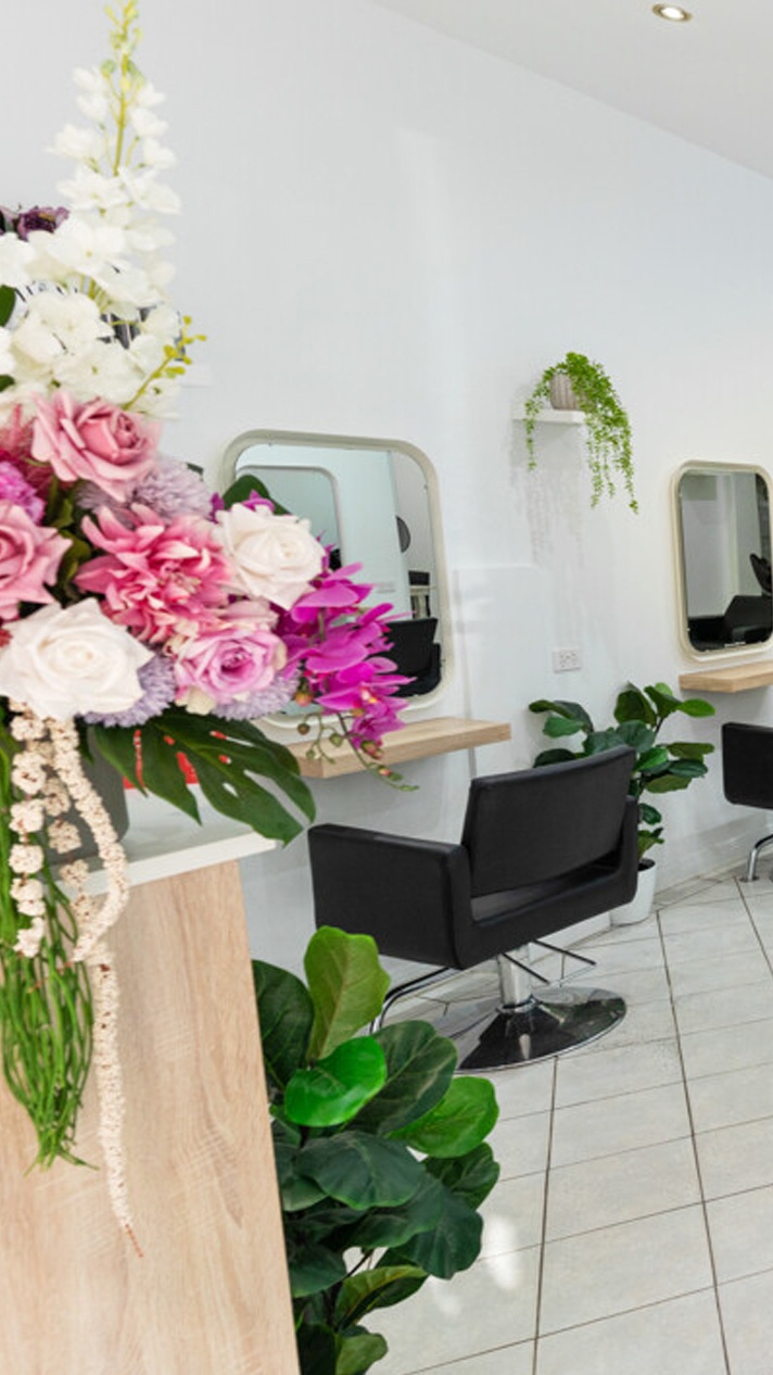 House of Lox Hair Salon Interior Cremorne with flowers
